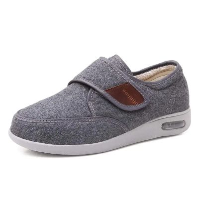 FZYUAN Unisex Extra Wide Diabetic Slippers for Winter, Diabetic Walking Shoes for Swollen Feet, Ajustable Non-Slip Orthopedic Slippers Elderly Warm Arthritis Swollen Feet Shoes,Gray,women 11/men 8
