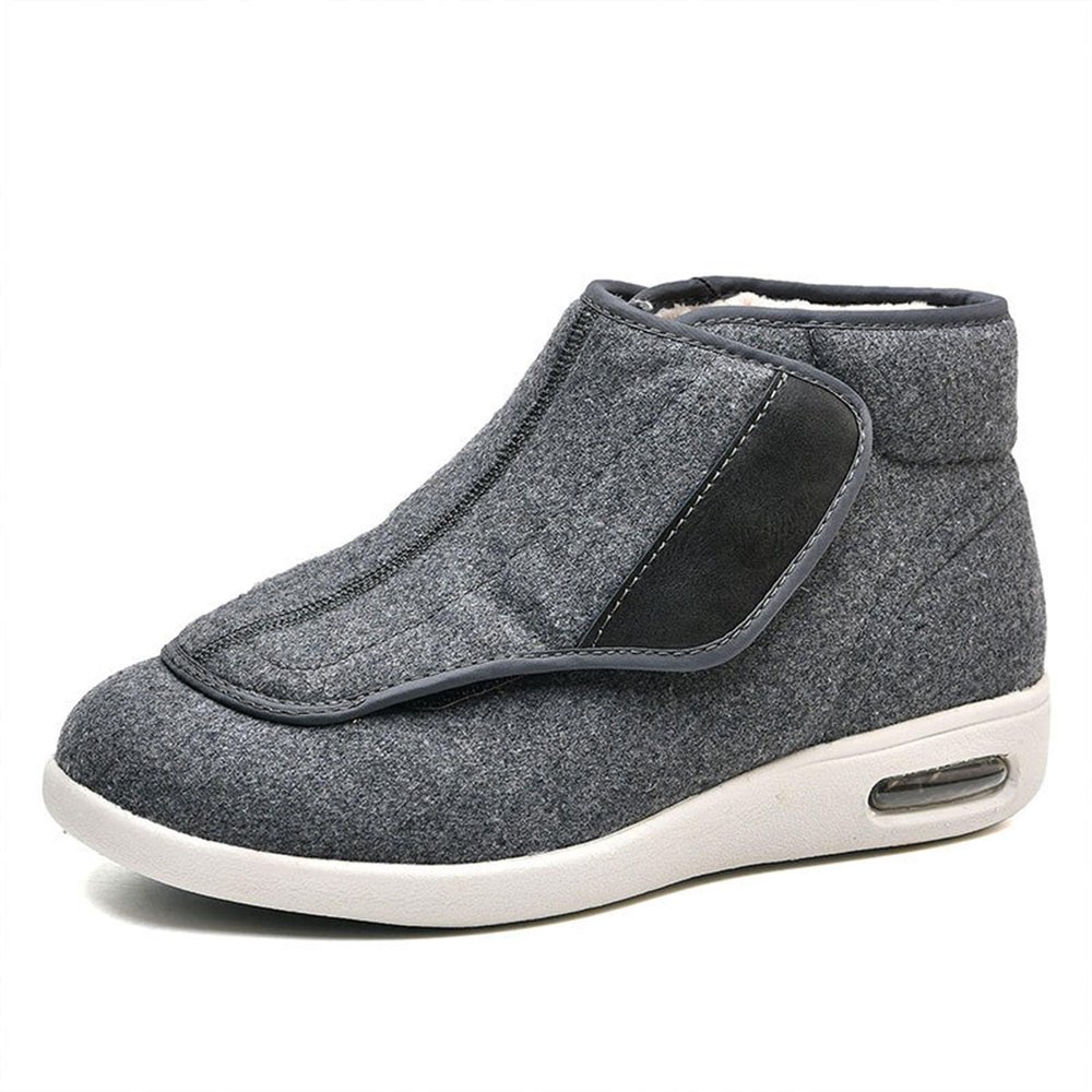 FZYUAN Extra Wide Winter Diabetic Slippers, Unisex Diabetic Walking Shoes for Swollen Feet, Ajustable Non-Slip Orthopedic Slippers Elderly Warm Arthritis Swollen Feet Shoes,Gray,women 10/men 7.5