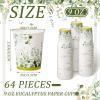 Panelee 64 Pcs Wedding Disposable Cups Bulk Eucalyptus Sage Green Coffee Cups for Wedding Bridal Shower Baby Shower, Birthday & Holidays view 2