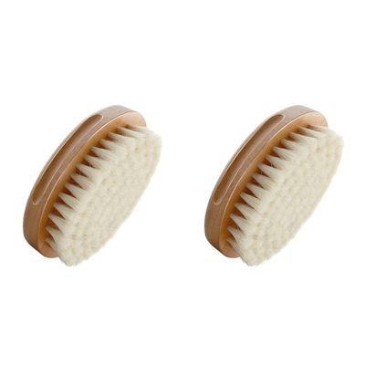 Healifty 2pcs Comfortable Oval Wool Brush for Hair Cleaning and Bathing Natural Wool Hairdressing Tool for Gentle Scalp and Detangling Soft Khaki