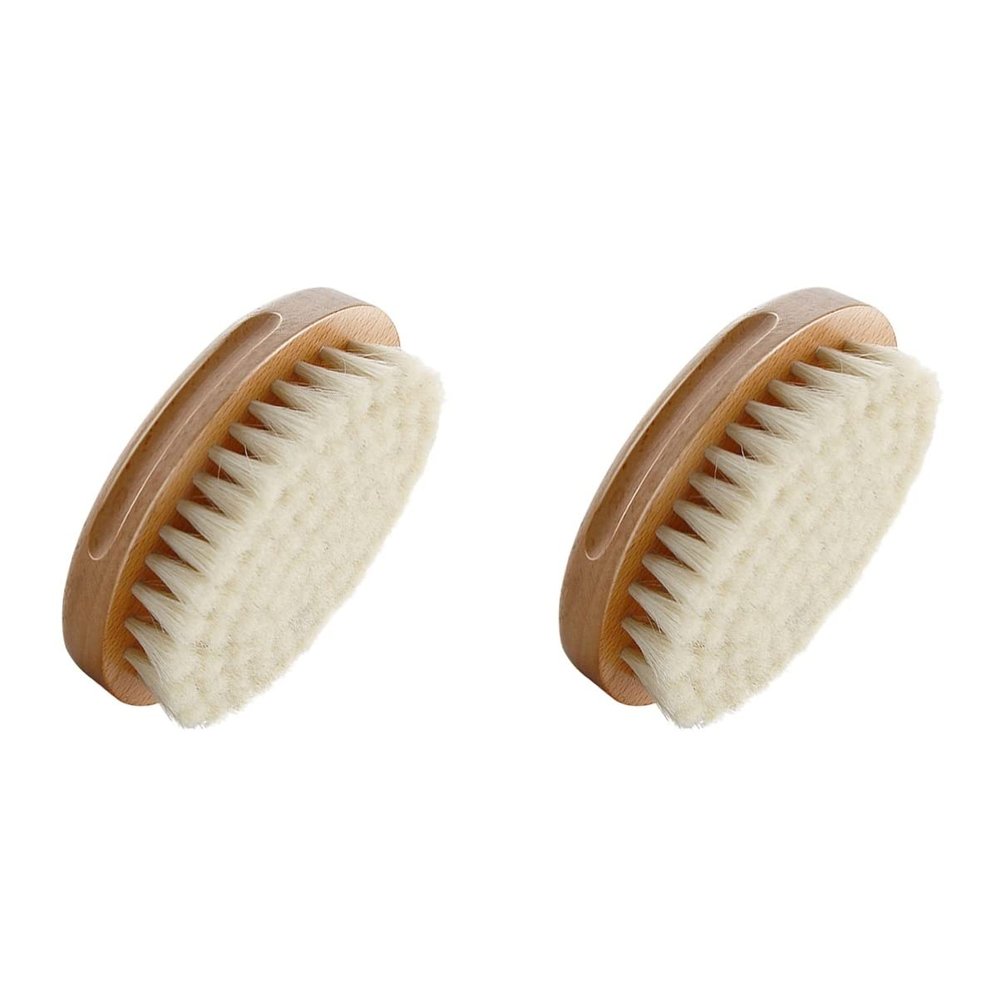 Healifty 2pcs Comfortable Oval Wool Brush for Hair Cleaning and Bathing Natural Wool Hairdressing Tool for Gentle Scalp and Detangling Soft Khaki