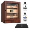 CASE ELEGANCE Luca Humidor Cabinet Stores 80-100, Cigar Humidor Box with Spanish Cedar, Glass Display, Easy Humidification System, Digital Hygrometer - Brown view 1