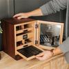 CASE ELEGANCE Luca Humidor Cabinet Stores 80-100, Cigar Humidor Box with Spanish Cedar, Glass Display, Easy Humidification System, Digital Hygrometer - Brown view 2