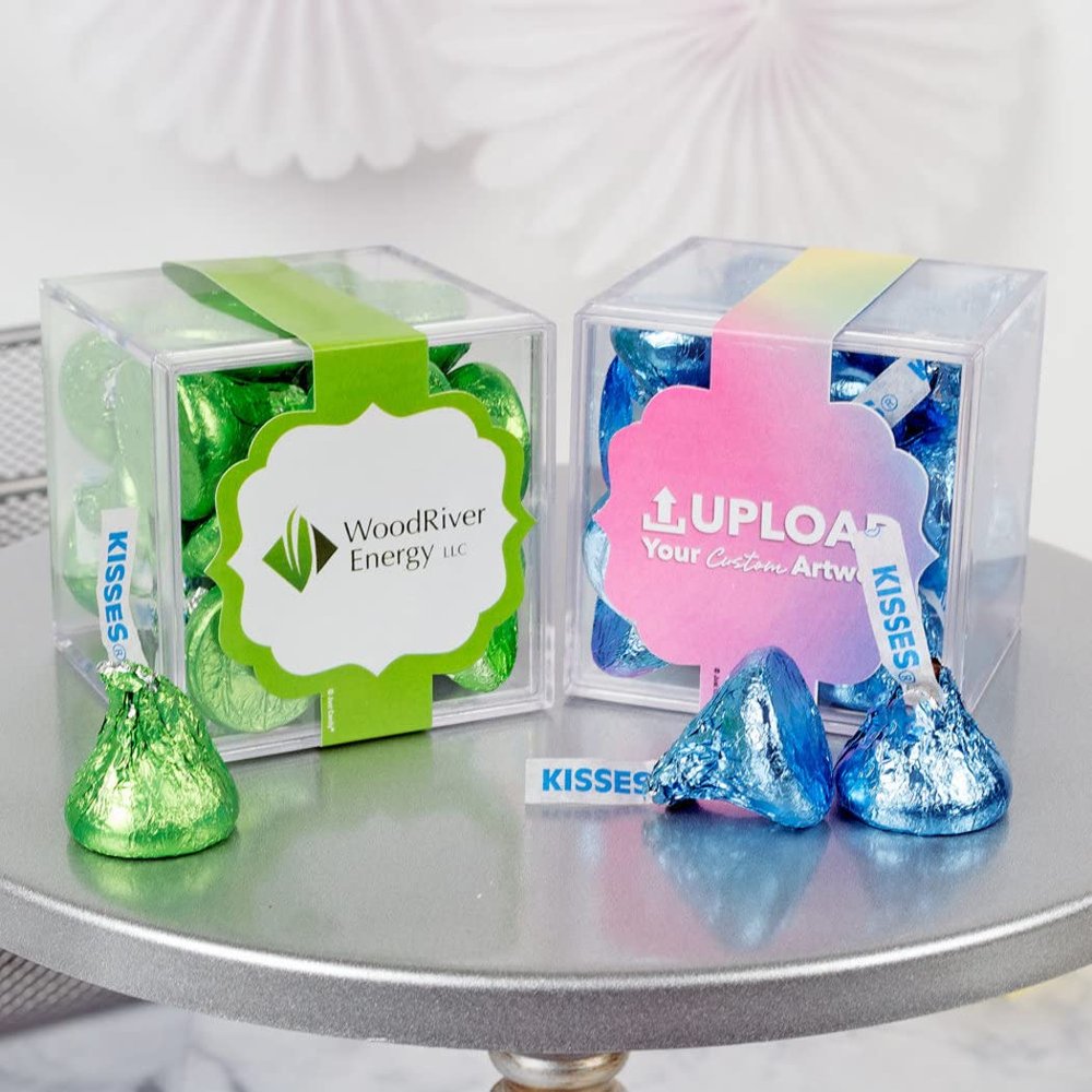 12ct Personalized Business Add Your Logo Promotional Items JUST CANDY favor cube (12 Count) - Pink Kisses Chocolate