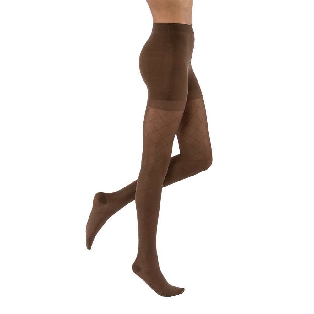 JOBST UltraSheer Diamond Pattern Compression Stockings, 15-20 mmHg, Waist High, Closed Toe, Espresso, Small