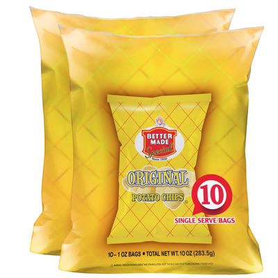 Better Made Special Original Flavor Potato Chips 2 Ten Packs (20) Lunch Snack Bags 1oz (Pack of 20) - Gluten Free - Family Owned in Detroit