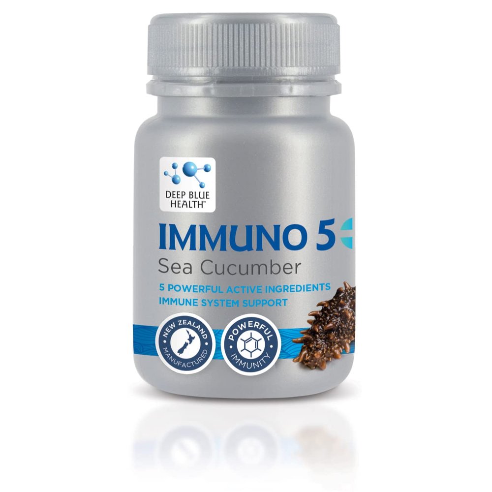 Deep Blue Health Immuno 5+ Sea Cucumber - with Sea Cucumber Extract, Vitamin B6, Vitamin C, Zinc and Magnesium - 550mg - 90 Vege Capsules