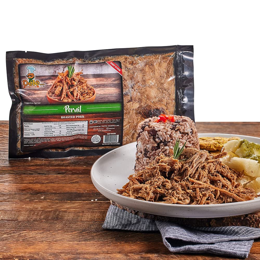 DELE FOODS Roasted Pork Pernil - 1.2 lbs Traditional Venezuelan Shredded Meat Pre-Cooked and Ready to Heat Juicy BBQ Style Shoulder for Tacos Arepas Sandwiches or Meals Gluten Free Precooked Protein