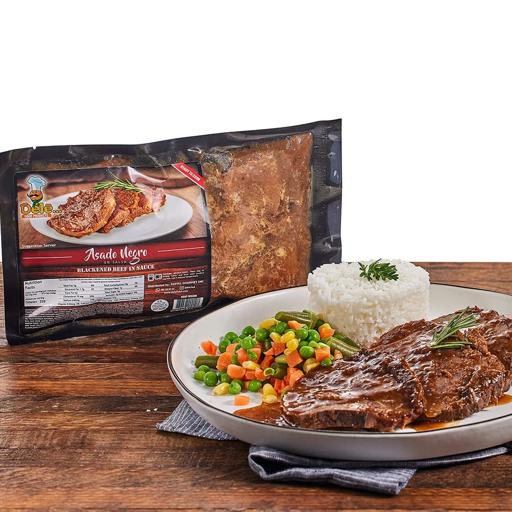 Dele Food Blackened Beef in Sauce - Asado Negro en Salsa, Authentic Venezuelan Recipe Made in USA, Fully Cooked Beef in Savory Sauce, Ready to Heat & Serve for Tacos, Arepas, or Rice, Frozen 1.2 LB