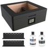 CASE ELEGANCE MAG Cigar Humidor, Glass Top with Magnetic Seal, Storage for 20-30 Cigars, Matte Black with Custom Polished Black Hardware, Digital Hygrometer, Spanish Cedar, New Hydro Channel view 1