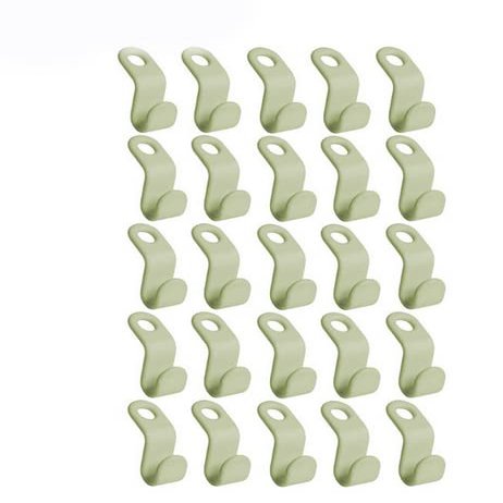 25/50PCS Mini Clothes Hanger for Closet Connector Hooks Cascading Plastic Wardrobe Coat Organizer Rack Holder Space Saving (25PCS Green)