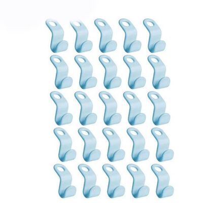 25/50PCS Mini Clothes Hanger for Closet Connector Hooks Cascading Plastic Wardrobe Coat Organizer Rack Holder Space Saving (25PCS Blue)