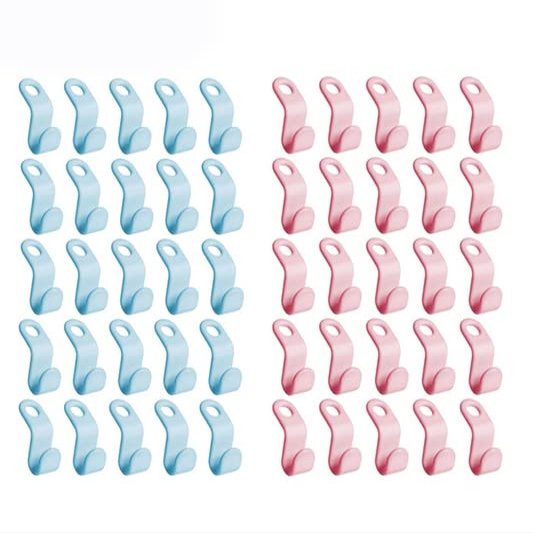 25/50PCS Mini Clothes Hanger for Closet Connector Hooks Cascading Plastic Wardrobe Coat Organizer Rack Holder Space Saving (50 Pcs B)