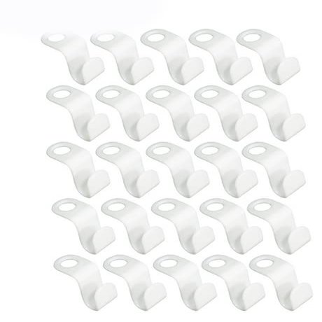 25/50PCS Mini Clothes Hanger for Closet Connector Hooks Cascading Plastic Wardrobe Coat Organizer Rack Holder Space Saving (25 Pcs White)