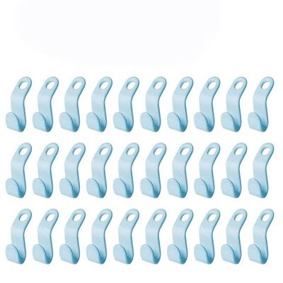 60/30 PCS Mini Clothes Hanger Connector Hooks Plastic Cascading Organizer Rack Space Saving for Closet (Blue(30 PCS))