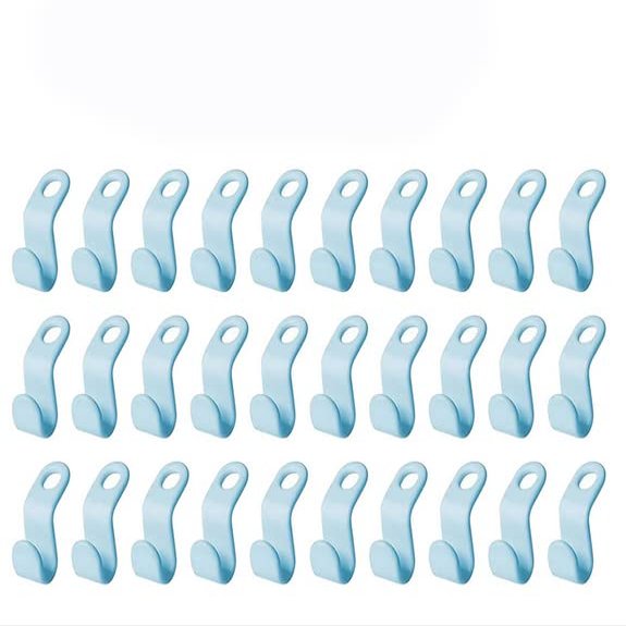 60/30 PCS Mini Clothes Hanger Connector Hooks Plastic Cascading Organizer Rack Space Saving for Closet (Blue(30 PCS))