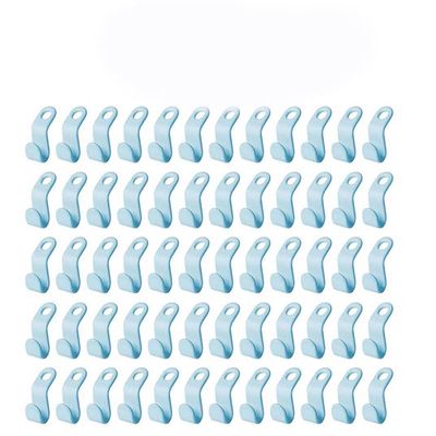 60/30 PCS Mini Clothes Hanger Connector Hooks Plastic Cascading Organizer Rack Space Saving for Closet (Blue(60 PCS))