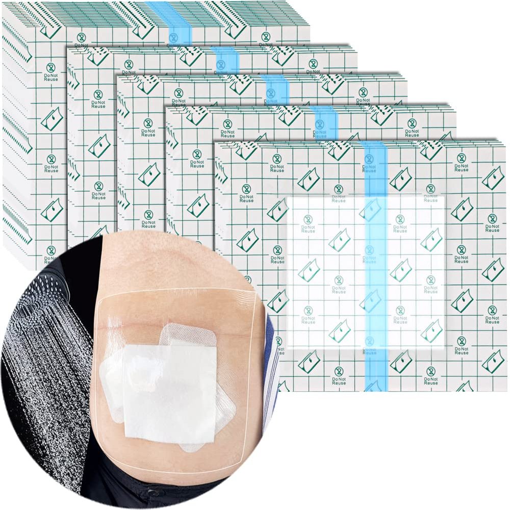 25 Pcs Waterproof Shower Cover 9"x9" with Non-Stick Center Pad for Large Port Surgery Incisions Protector Patch Transparent Film Clear Adhesive Wounds Dressing Bandage Shields