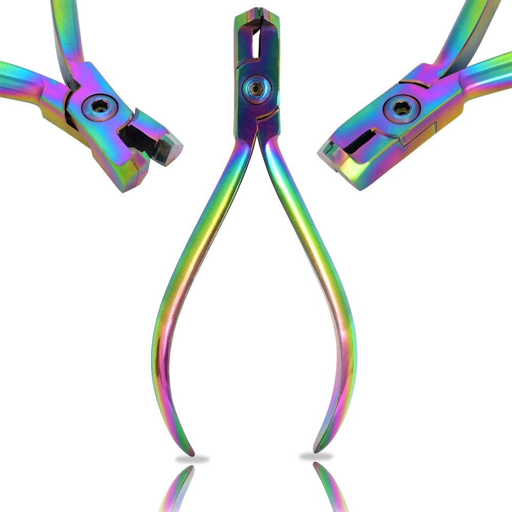 AAProTools Multi Rainbow Color Distal End Cut Plier, Hold & Cut Hard and Soft Wire Orthodontic Cutter Dental Instrument Tool, Braces Removal Tools Tooth Pulling Kit