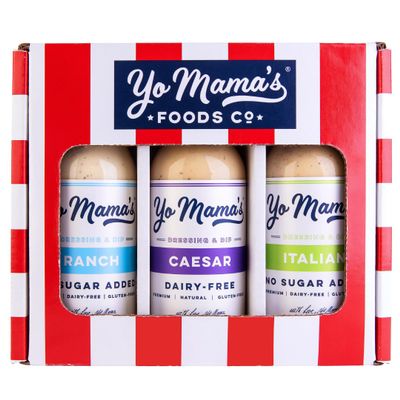 Yo Mamas Foods Low-Carb Dressings Gift Set | Includes (1) Ranch, (1) Caesar, (1) Italian | Sugar-Free | Dairy-Free | Gluten-Free and made from Fresh Ingredients