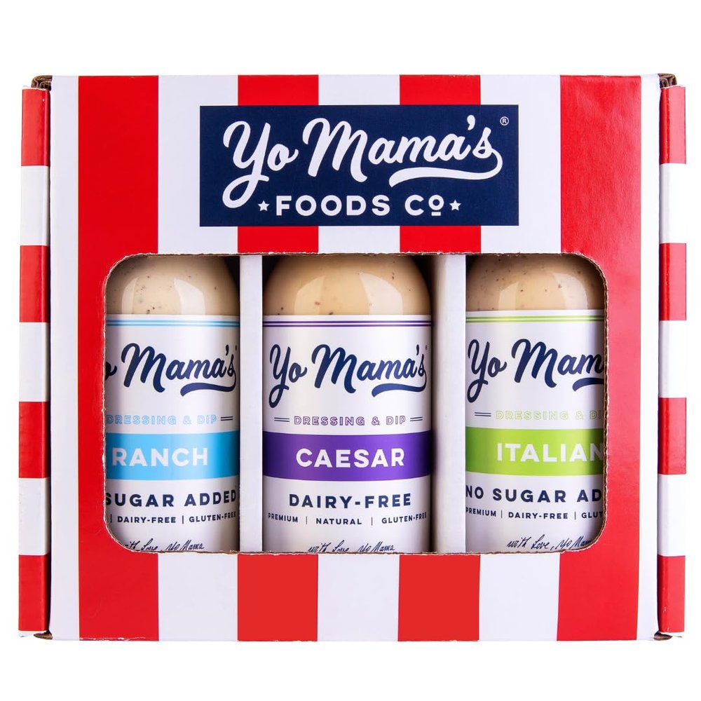 Yo Mamas Foods Low-Carb Dressings Gift Set | Includes (1) Ranch, (1) Caesar, (1) Italian | Sugar-Free | Dairy-Free | Gluten-Free and made from Fresh Ingredients