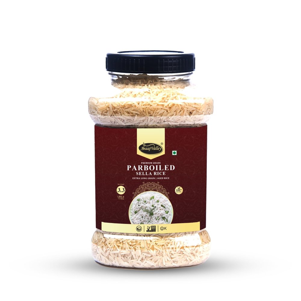 Anaaj Valley Rice 3.3 lbs 1.5 kg food grade jar (Sella Rice)