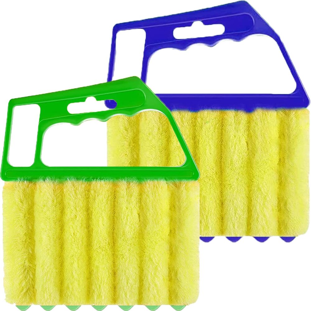 2 Pcs Washable Window Blind Cleaner - Hand-Held Mini Duster Brush for Wood Blinds, Venetian Shades & Air Conditioner Duster