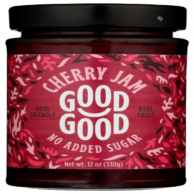 Good Good Keto Cherry Jam, No Added Sugar, 12 Ounce (Pack of 6)