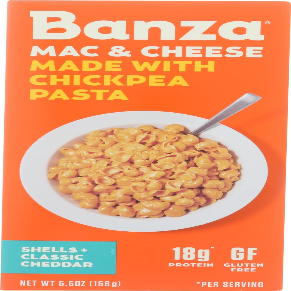 Banza Shells + Classic Cheddar Mac & Cheese, Made With Chickpea Pasta, Gluten Free, 5.5 Ounces (Pack Of 6)