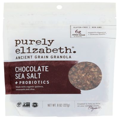 Purely Elizabeth Probiotic Granola, Chocolate Sea Salt + Probiotic, Gluten Free & Non-GMO, 8 Oz (Pack of 6)
