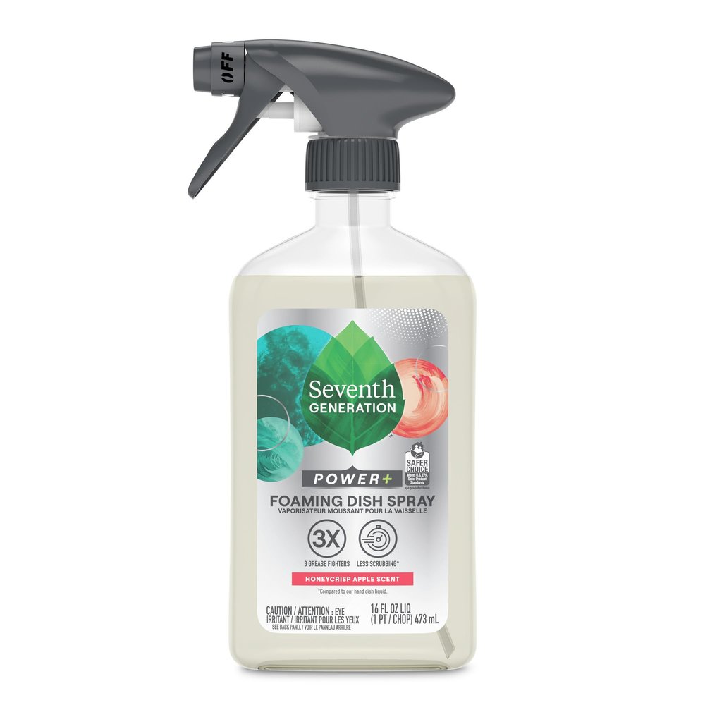 Seventh Generation Power+ Foaming Dish Spray Dishwashing soap Honey Crisp Apple Cuts Grease 16 oz