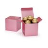Quotidian Rose Pink Foldable Medium Vintage Italian Pearlescent Paper Glitter Gift Boxes with Lids 3" x 3" x 3" (7.6 x 7.6 x 7.6cm) Pack of 12 - Cookie Bakery Candy Party Wedding Holiday view 1