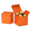 Quotidian Orange Foldable Medium Vintage Italian Pearlescent Paper Glitter Gift Boxes with Lids 3" x 3" x 3" (7.6 x 7.6 x 7.6cm) Pack of 12 - Cookie Bakery Candy Party Wedding Holiday view 1