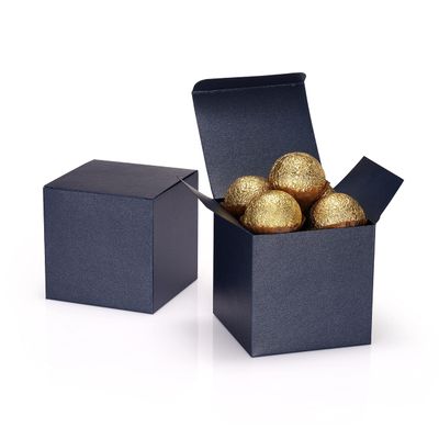Quotidian Blueberry Foldable Medium Vintage Italian Pearlescent Paper Glitter Gift Boxes with Lids 3" x 3" x 3" (7.6 x 7.6 x 7.6cm) Pack of 12 - Cookie Bakery Candy Party Wedding Holiday