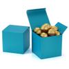 Quotidian Aqua Foldable Large Vintage Italian Pearlescent Paper Glitter Gift Boxes with Lids 4" x 4" x 4" (10 x 10 x 10cm) Pack of 12 - Cookie Bakery Candy Party Wedding Holiday view 1