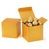 Quotidian Gold Foldable Large Vintage Italian Pearlescent Paper Glitter Gift Boxes with Lids 4" x 4" x 4" (10 x 10 x 10cm) Pack of 12 - Cookie Bakery Candy Party Wedding Holiday view 1