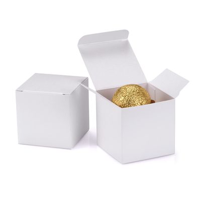 Quotidian White Foldable Small Vintage Italian Pearlescent Paper Glitter Gift Boxes with Lids 2" x 2" x 2" (5 x 5 x 5cm) Pack of 12 - Cookie Bakery Candy Party Wedding Holiday