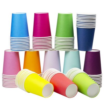 Yuxitia 120pcs 12 Color DIY Paper Cups, Multicolor Paper Cups For Wedding Christmas Party Picnic BBQ Travel and Event (8 Ounce,120 Count)