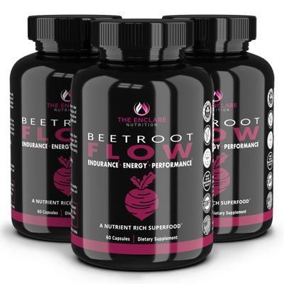 THE ENCLARE NUTRITION Beet Root Powder Capsules, Beetroot 1300mg. Nitric Oxide Supplements for Men, Supports Gut Health for Women, Energy, Brain, Athletic Performance, Heart Health Non GMO 180ct (3)