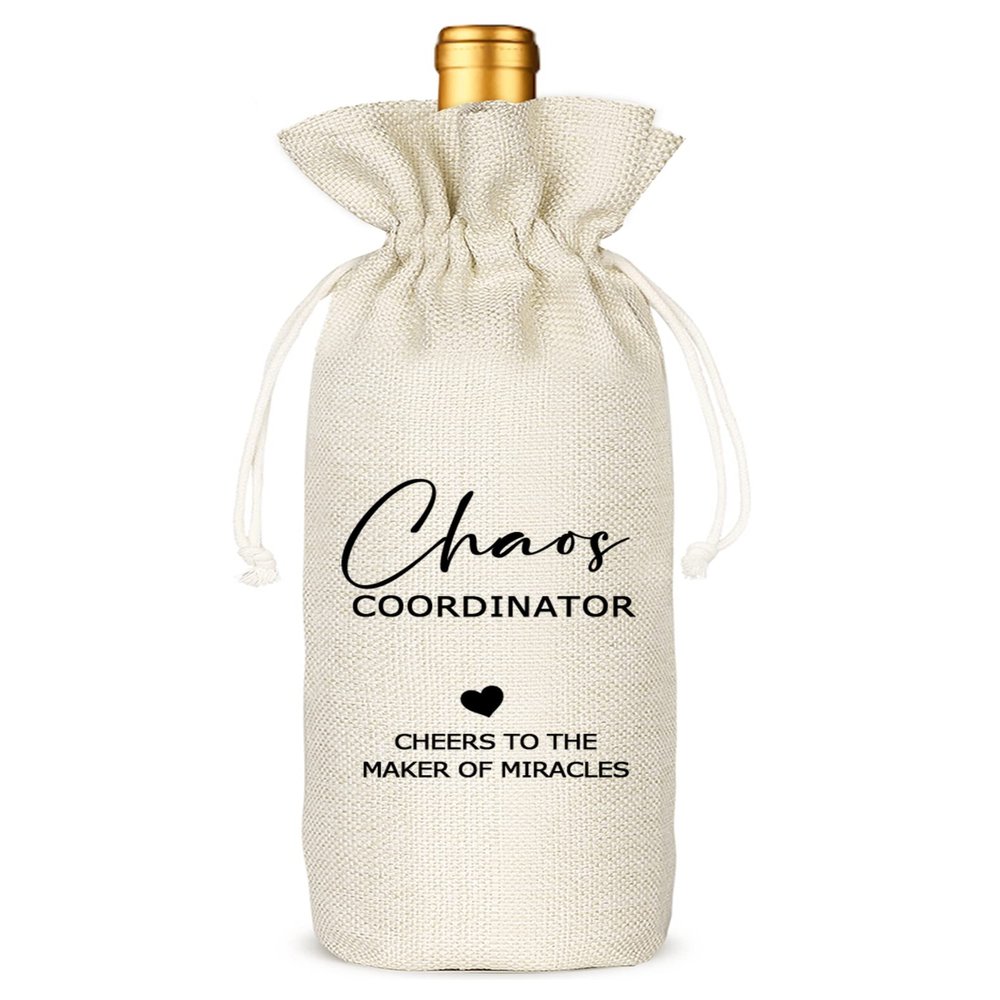 Socive Chaos Coordinator Wine Bag Gift, Gifts Idea, Funny Gifts for Wedding Planner Wine Bag, Reusable Drawstring Party Bag