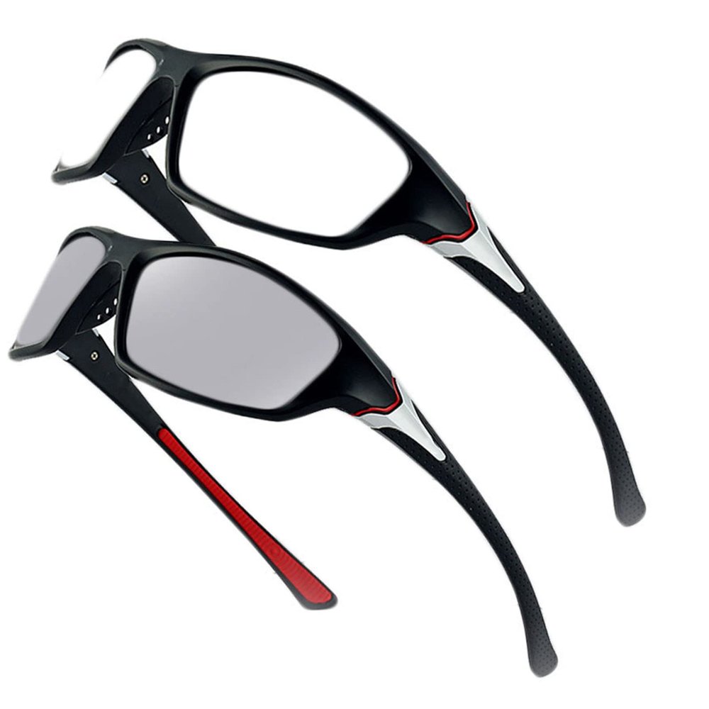 COTIA Transition Photochromic Reading Glasses for Men Outdoor Square Sports Presbyopia Reader (black red, 1.75, multiplier_x)