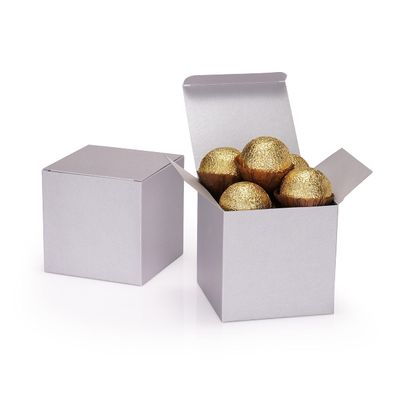 Quotidian Pale Lavender Foldable Medium Vintage Italian Pearlescent Paper Glitter Gift Boxes with Lids 3" x 3" x 3" (7.6 x 7.6 x 7.6cm) Pack of 36 - Cookie Bakery Candy Party Wedding Holiday