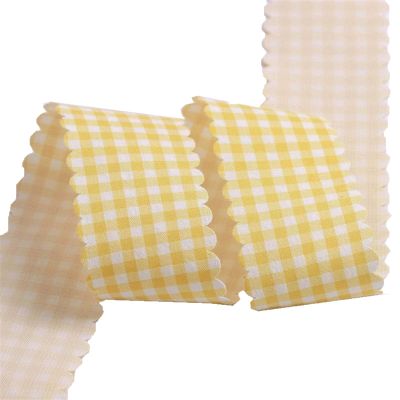 Summer Macaron Color Wavy Plaid Ribbon DIY Bow Baked Flowers Packaging Ribbon Clothing Decorative Ribbon lace (Color : Turmeric, Size : 40mm)