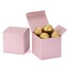 Quotidian Baby Pink Foldable Medium Vintage Italian Pearlescent Paper Glitter Gift Boxes with Lids 3" x 3" x 3" (7.6 x 7.6 x 7.6cm) Pack of 36 - Cookie Bakery Candy Party Wedding Holiday view 1