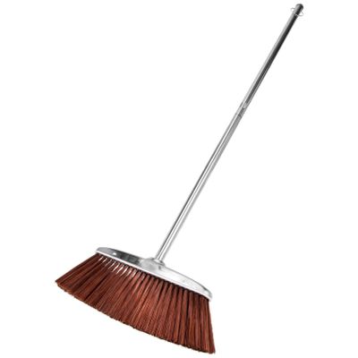 Zerodeko Cleaning Broom Lobby Broom Upright Broom with Long Handle Garbage Cleaning Supply for Sweeping Floor Garages Courtyard Sidewalks Decks Brown