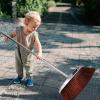 Zerodeko Cleaning Broom Lobby Broom Upright Broom with Long Handle Garbage Cleaning Supply for Sweeping Floor Garages Courtyard Sidewalks Decks Brown view 4