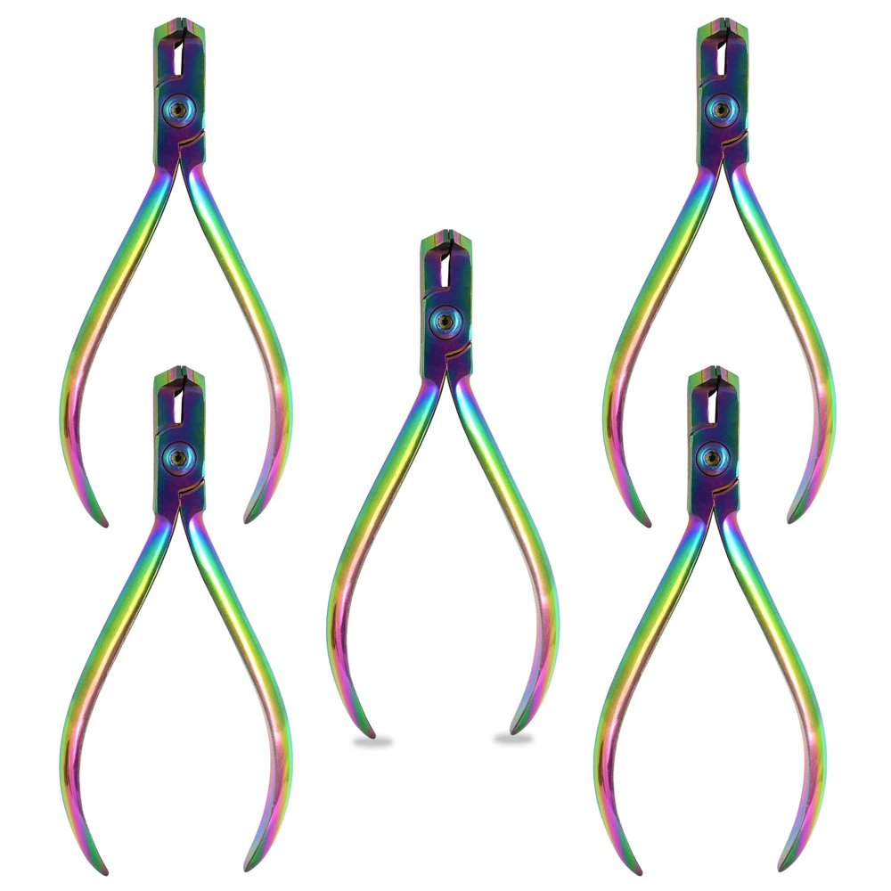 AAProTools Limited Edition 5 Piece Multi Rainbow Color TC Distal End Cutter Hold & Cut Hard and Soft Wire Orthodontic Instruments
