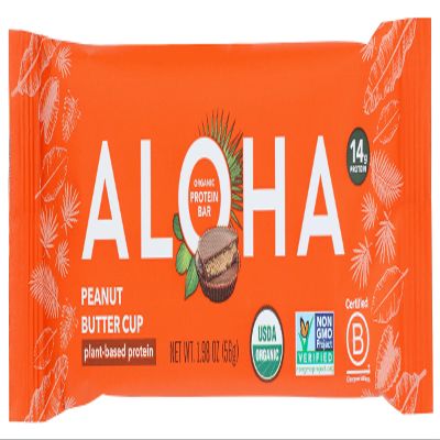 Aloha Peanut Butter Cup Protein Bar, Plant Based, Non GMO, 1.98 Ounces (Pack Of 12)