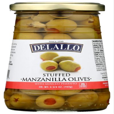 Delallo Stuffed Manzanilla Olives, 5.75 Oz (Pack of 1)