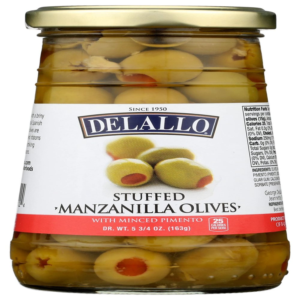 Delallo Stuffed Manzanilla Olives, 5.75 Oz (Pack of 1)